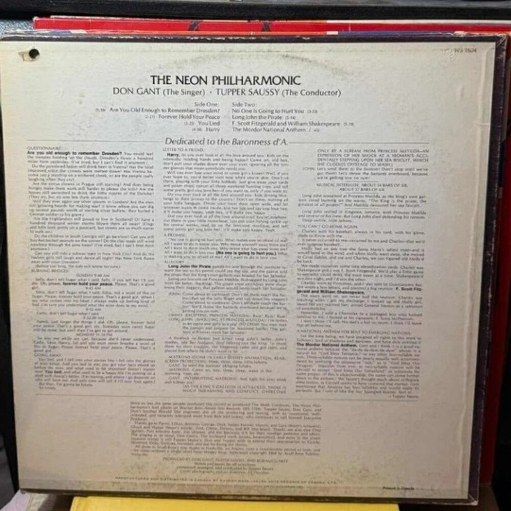 The Neon Philharmonic – The Neon Philharmonic Vinyl 33RPM VG+ AB114 - Picture 2 of 2